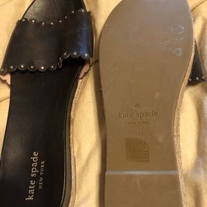 Kate Spade slides. Black leather, stud details.